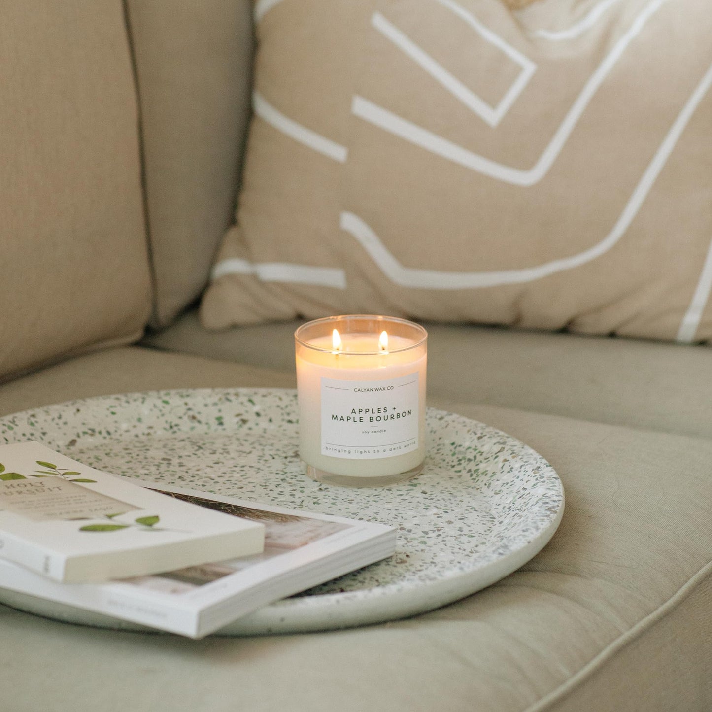 Calyan Wax Co. Apples & Maple Bourbon 2 Wick Candle - 37 Hour Burn | Soy Wax