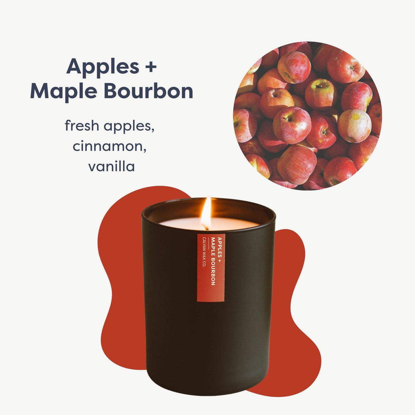 Calyan Wax Co. Apples & Maple Bourbon Candle – 75-Hour Burn, Non-Toxic Soy, Black Tumbler Jar 10.2oz