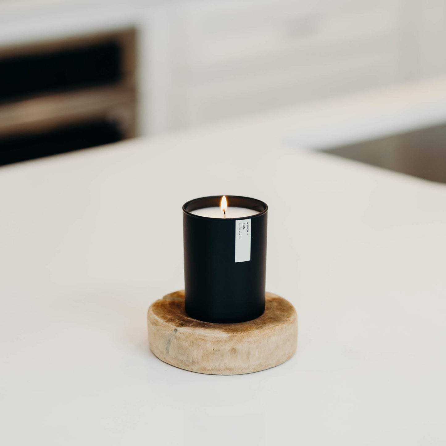 Calyan Wax Co. Aspen & Fog Scented Candle – 75 Hour Burn, Luxury Non-Toxic Soy, Black Tumbler Jar 10.2oz