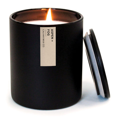 Calyan Wax Co. Aspen & Fog Scented Candle – 75 Hour Burn, Luxury Non-Toxic Soy, Black Tumbler Jar 10.2oz