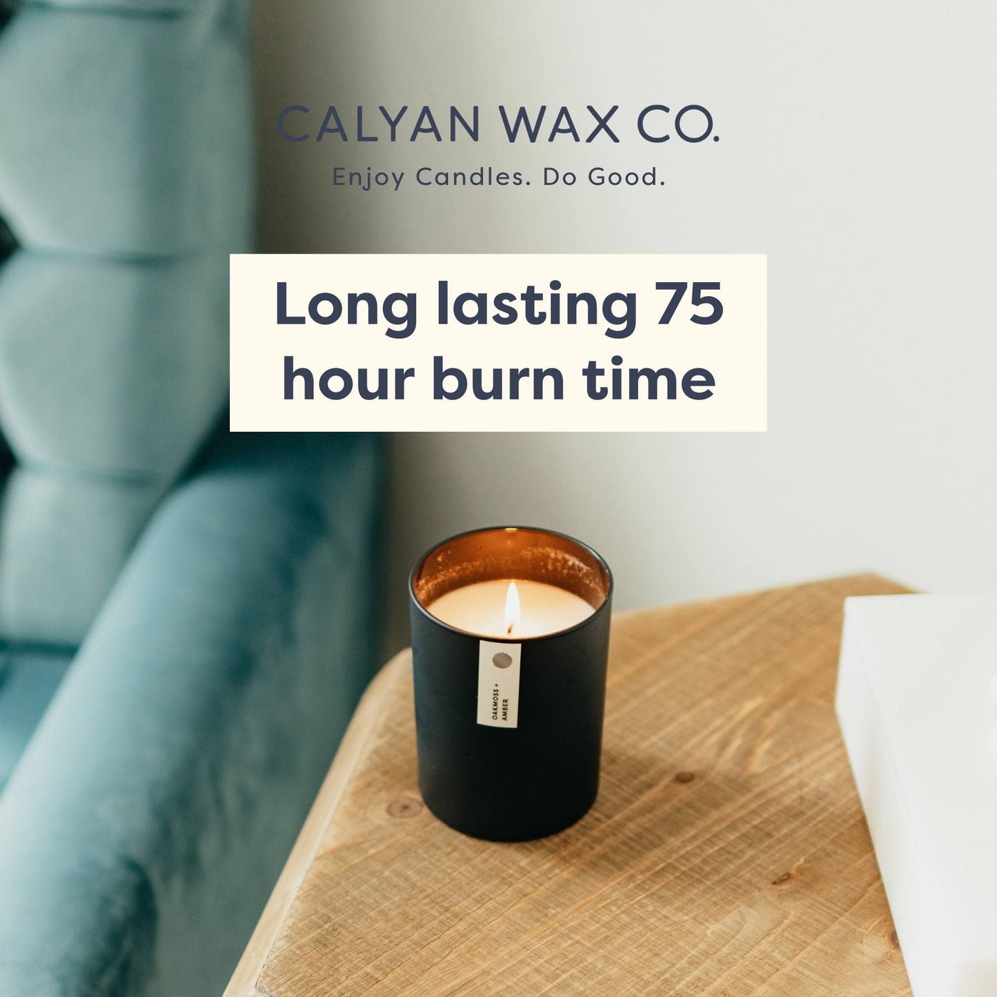 Calyan Wax Co. Aspen & Fog Scented Candle – 75 Hour Burn, Luxury Non-Toxic Soy, Black Tumbler Jar 10.2oz