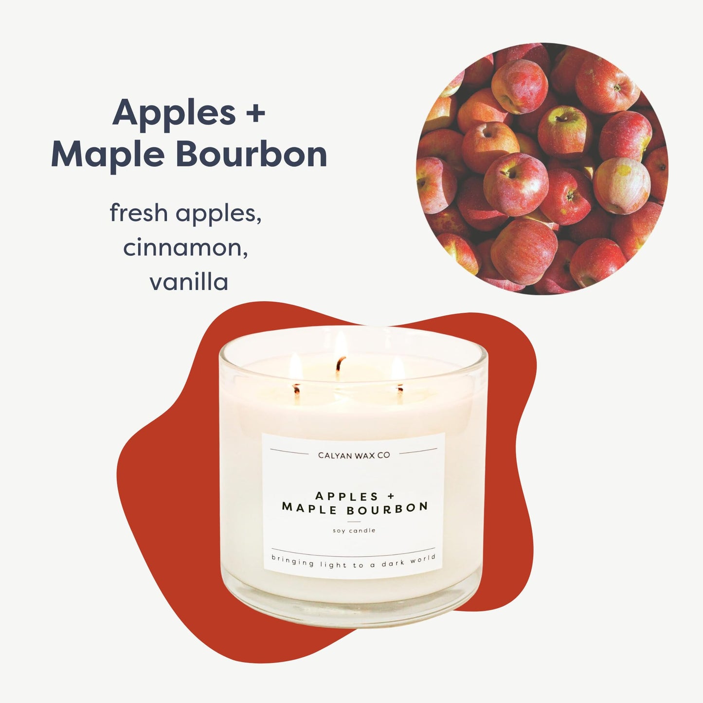 Calyan Wax Co. Apples & Maple Bourbon 3 Wick Soy Candle – 14.9oz