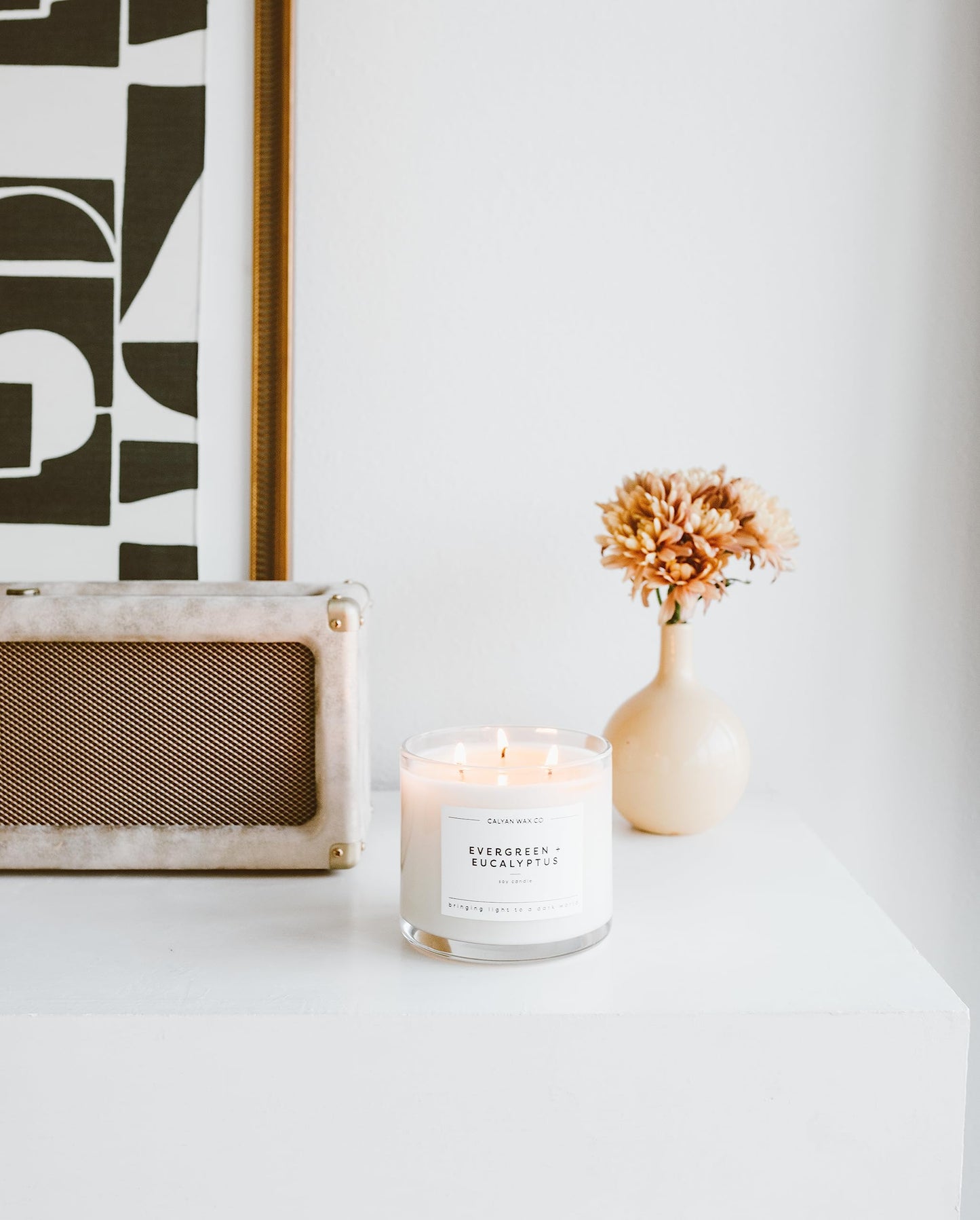 Calyan Wax Co. Evergreen & Eucalyptus 3-Wick Soy Candle – 14.9oz, 43h Burn