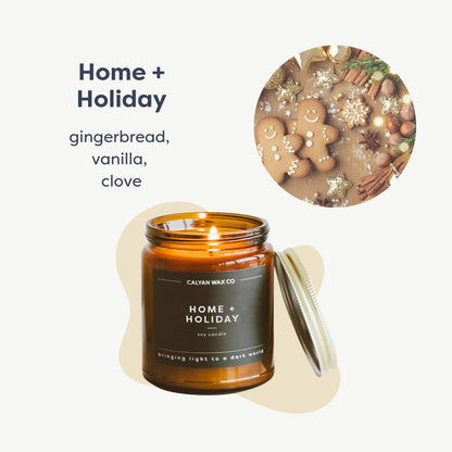 Calyan Wax Co. Home & Holiday Scented Candle – 57-Hour Burn, Non-Toxic Soy, Amber Jar 7.2oz