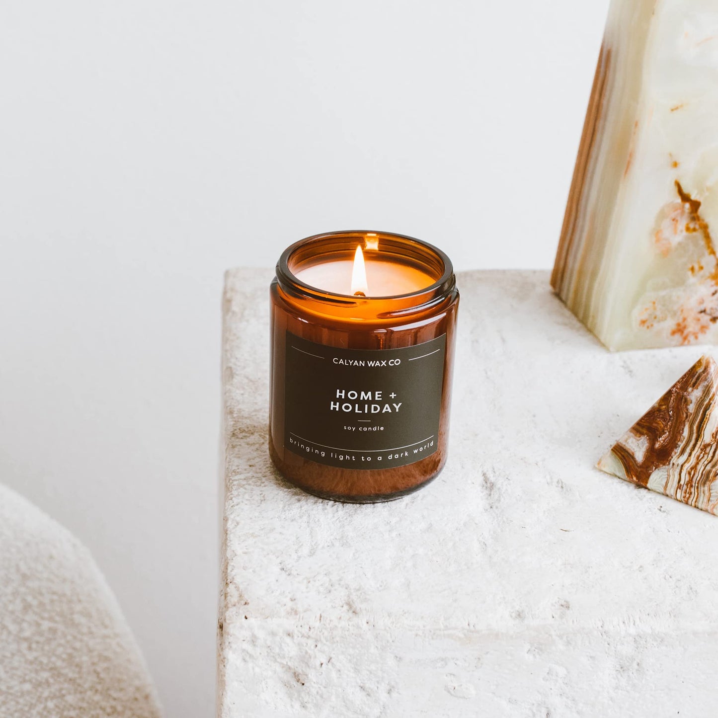Calyan Wax Co. Home & Holiday Scented Candle – 57-Hour Burn, Non-Toxic Soy, Amber Jar 7.2oz