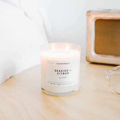 Calyan Wax Co. Lemon & Sage 2 Wick Candle | 37 Hour Burn | Non-Toxic Soy | 8.8oz