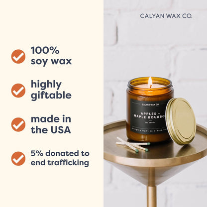 Calyan Wax Co. Lemon & Sage Candle – 57-Hour Burn, Non-Toxic Soy, Amber Glass Jar 7.2oz