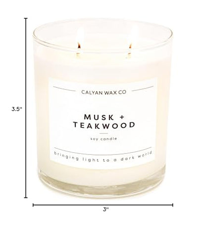 Calyan Wax Co. Musk & Teakwood 2-Wick Soy Candle | 8.8oz