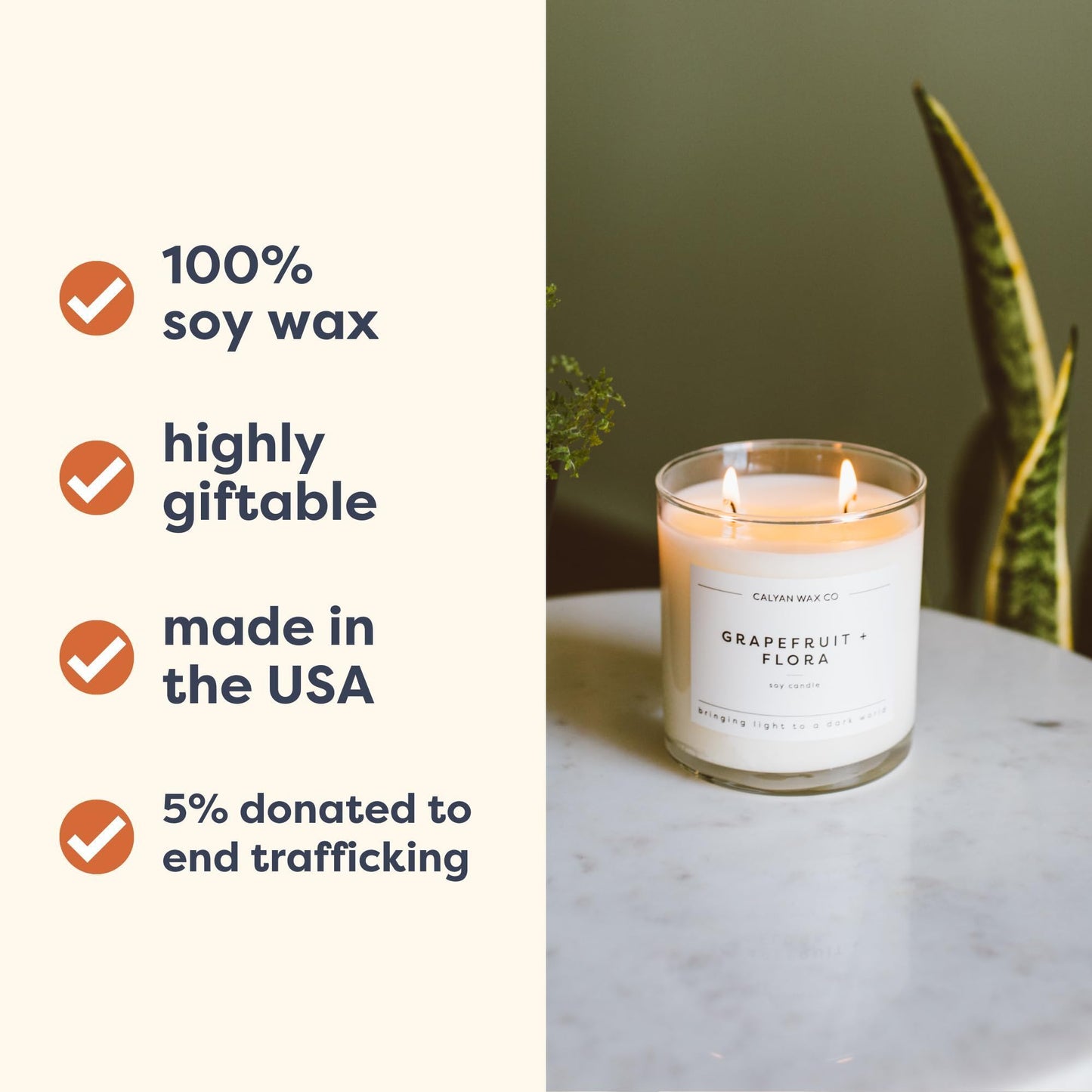 Calyan Wax Co. Oakmoss & Amber 2-Wick Candle | 8.8oz Soy Non-Toxic