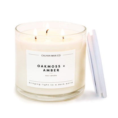 Calyan Wax Co. Oakmoss & Amber 3-Wick Soy Candle – 14.9oz