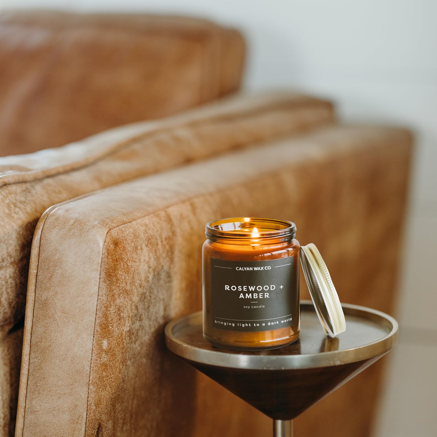 Calyan Wax Co. Rosewood and Amber Candle – 57 Hour Burn, 7.2oz