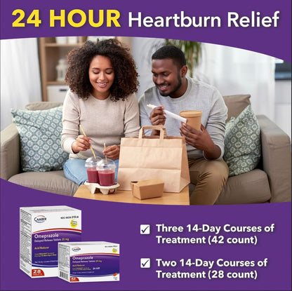 Camber Omeprazole 20mg Delayed-Release Tablets | 28-Count Heartburn Relief