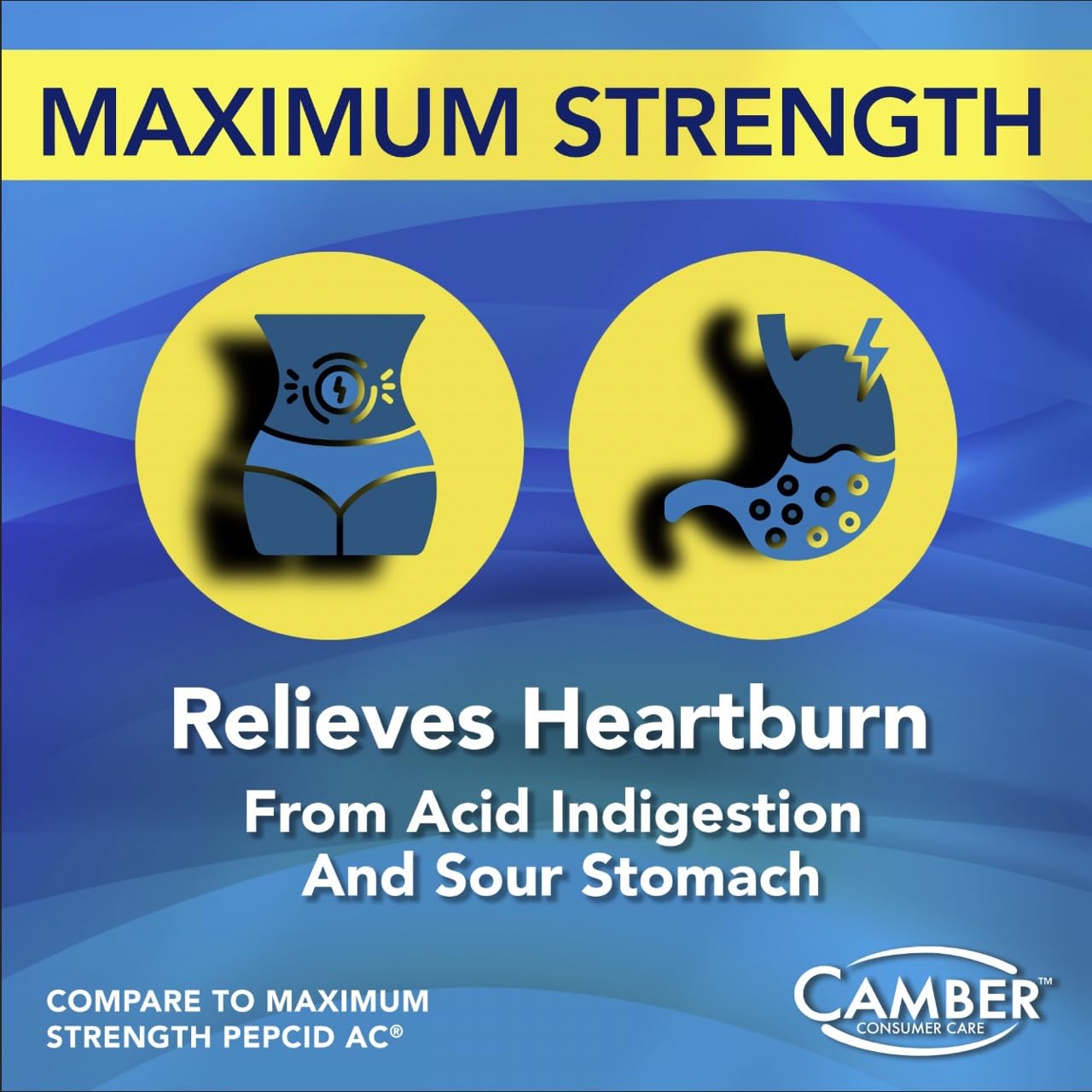 Camber Famotidine 20 mg Tablets – Maximum Strength Heartburn Relief, 100 Count