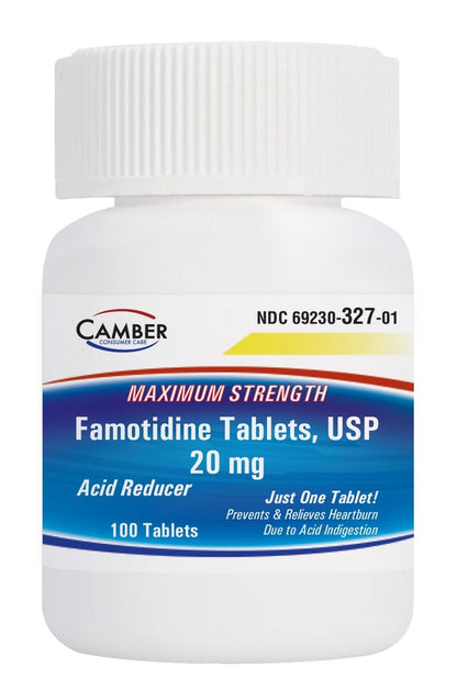 Camber Famotidine 20 mg Tablets – Maximum Strength Heartburn Relief, 100 Count