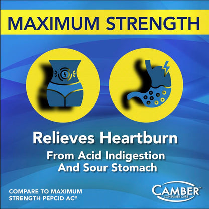 Camber Famotidine 20 mg Tablets – 500 Count Family Pack | Maximum Strength Acid Reducer
