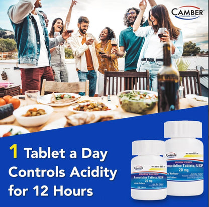 Camber Famotidine 20 mg Tablets – 500 Count Family Pack | Maximum Strength Acid Reducer