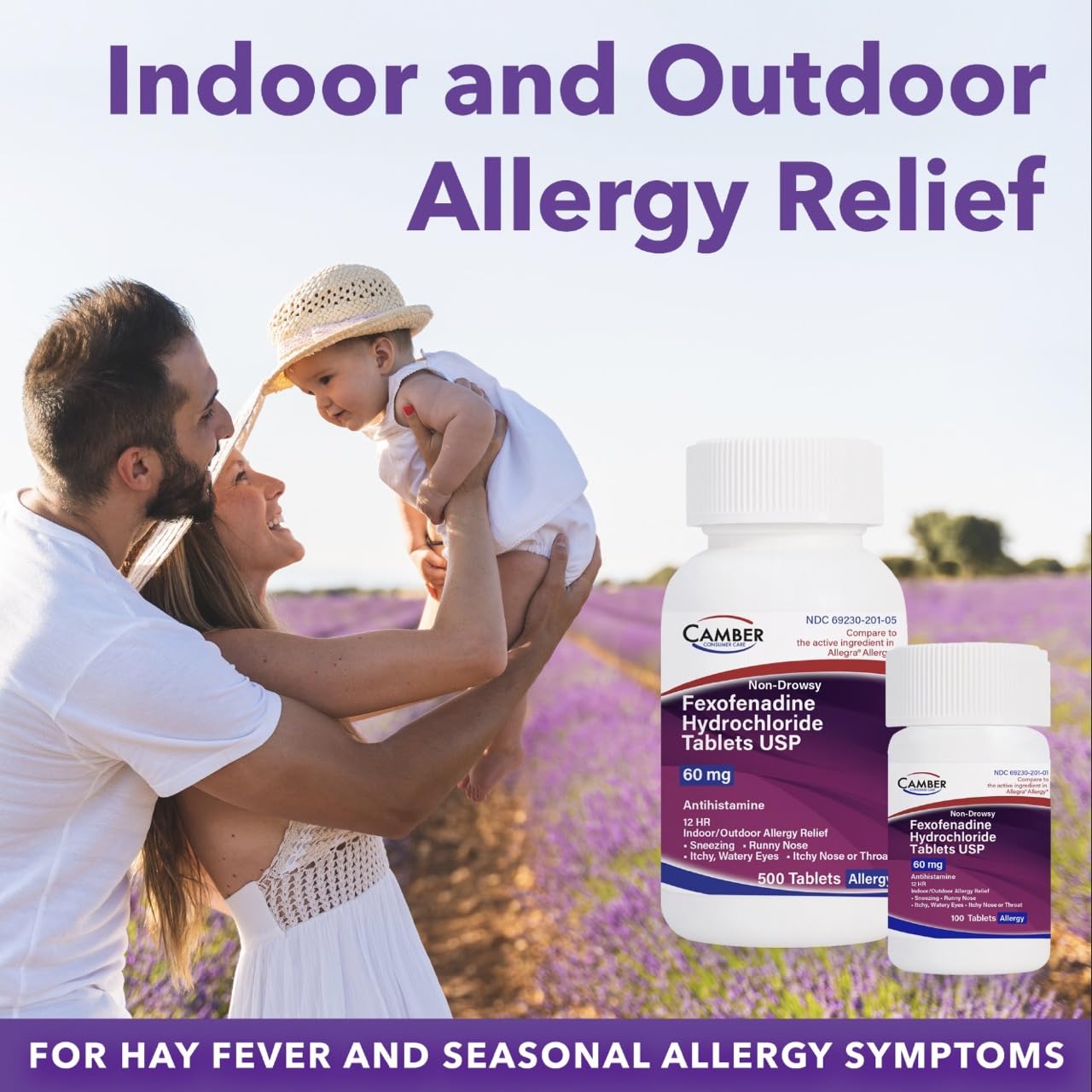 Camber Non-Drowsy Fexofenadine 60 mg – Indoor & Outdoor Allergy Relief (100 Count) | CAMBER PHARMACEUTICALS