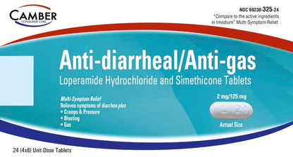Camber Pharmaceuticals Loperamide & Simethicone Multi-Symptom Tablets – 24 Count