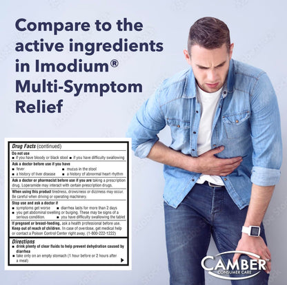 Camber Pharmaceuticals Loperamide & Simethicone Multi-Symptom Tablets – 24 Count