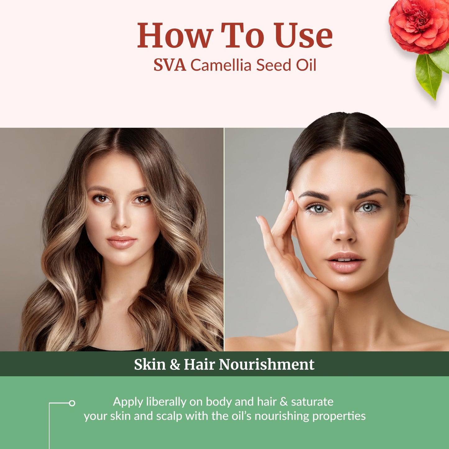 SVA Camellia Seed Oil Organic – Cold-Pressed Carrier Oil, 4 Fl Oz with Dropper