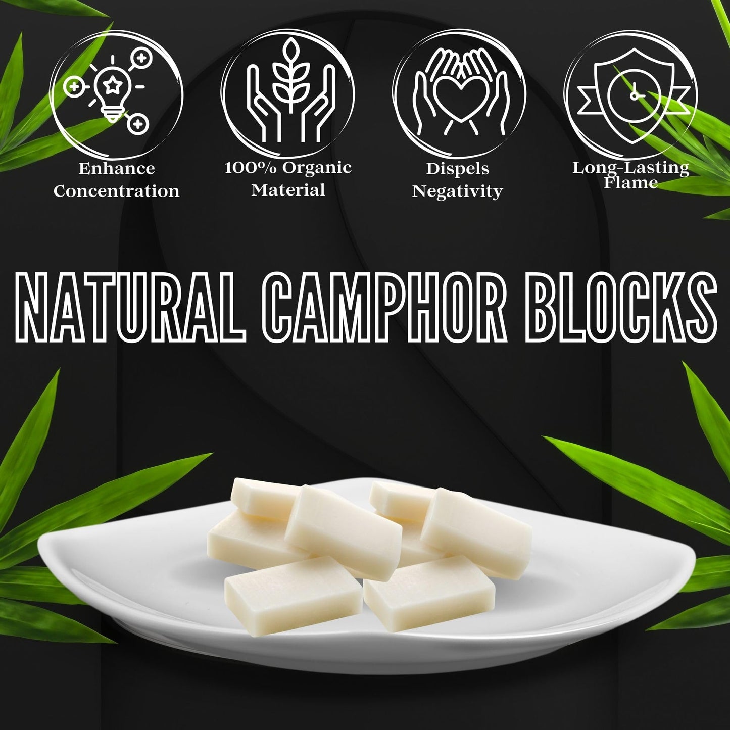 SOUL STICKS Natural Camphor Blocks & Tablets – Pure Camphor for Aromatherapy, Puja & Kapoor (56g, 12 Tablets)