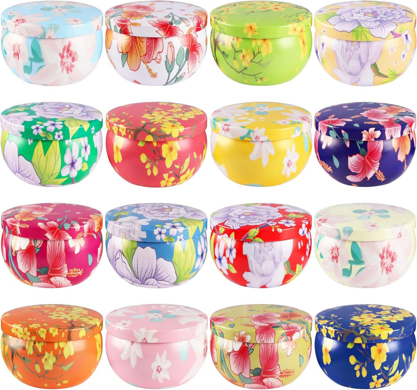 16 Pack 2.5oz Scented Floral Candle Tin Set – Decorative Gift for Home, Women’s Day, Birthdays, Bridesmaids & Anniversaries