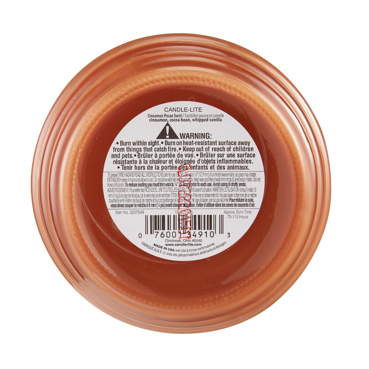 Candle-Lite Cinnamon Rolls 18 oz Brown Aromatherapy Candle