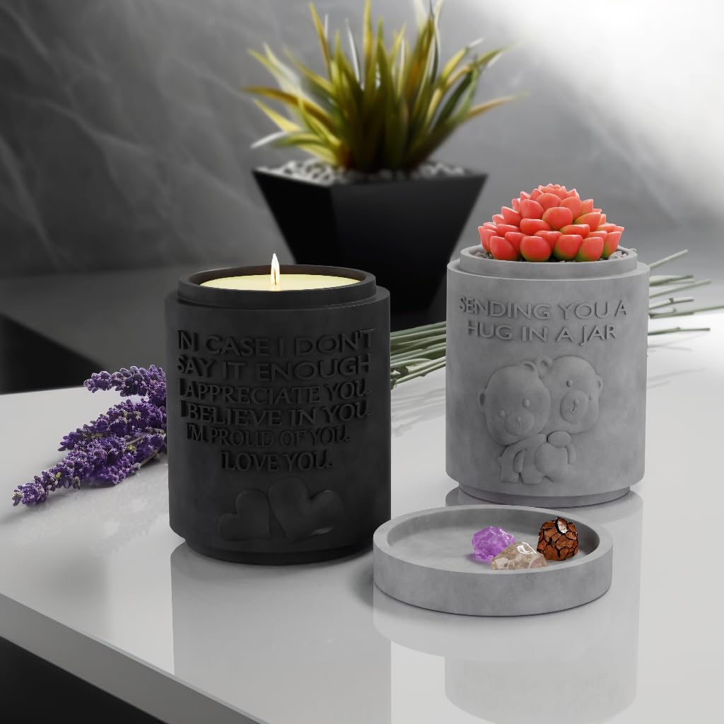 Candle Planter Hug in a Jar – Aromatherapy Soy Candle & Succulent Planter