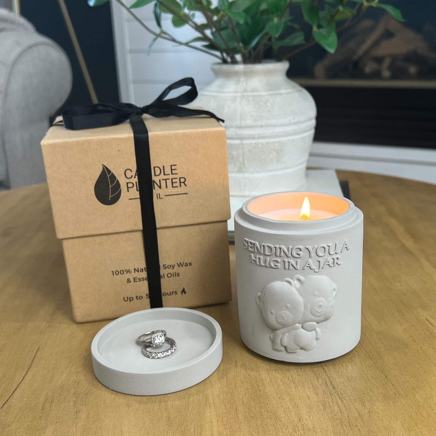 Candle Planter Hug in a Jar – Aromatherapy Soy Candle & Succulent Planter
