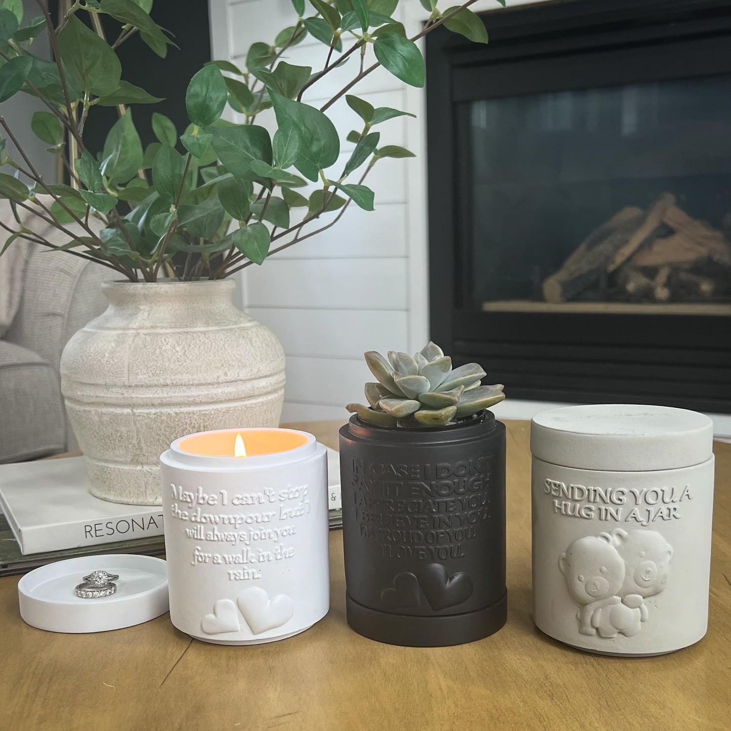 Candle Planter Hug in a Jar – Aromatherapy Soy Candle & Succulent Planter