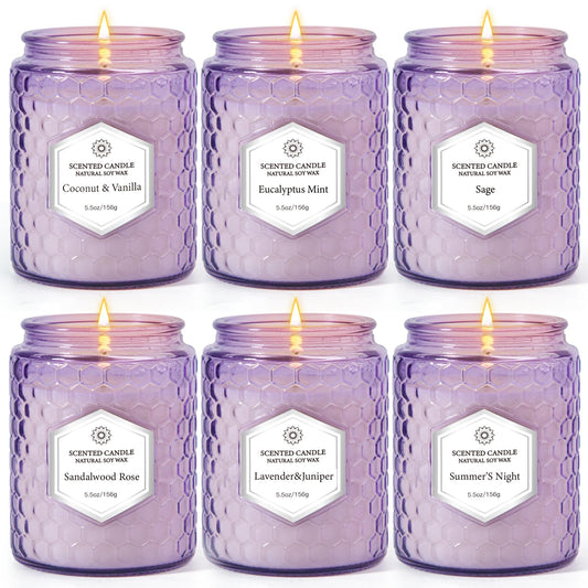 6 Pack Aromatherapy Candles Gift Set – Soy Wax, 240 Hours Total Burn Time