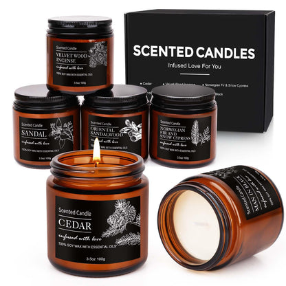 Candles for Men - 6 Pack Scented Soy Candles Set | Natural Aromatherapy Gift