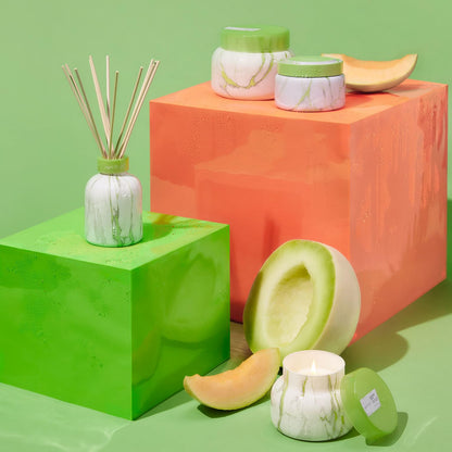 Capri Blue Reed Diffuser Set - Honeydew Crush | Modern Marble Diffuser, 5.7 fl oz