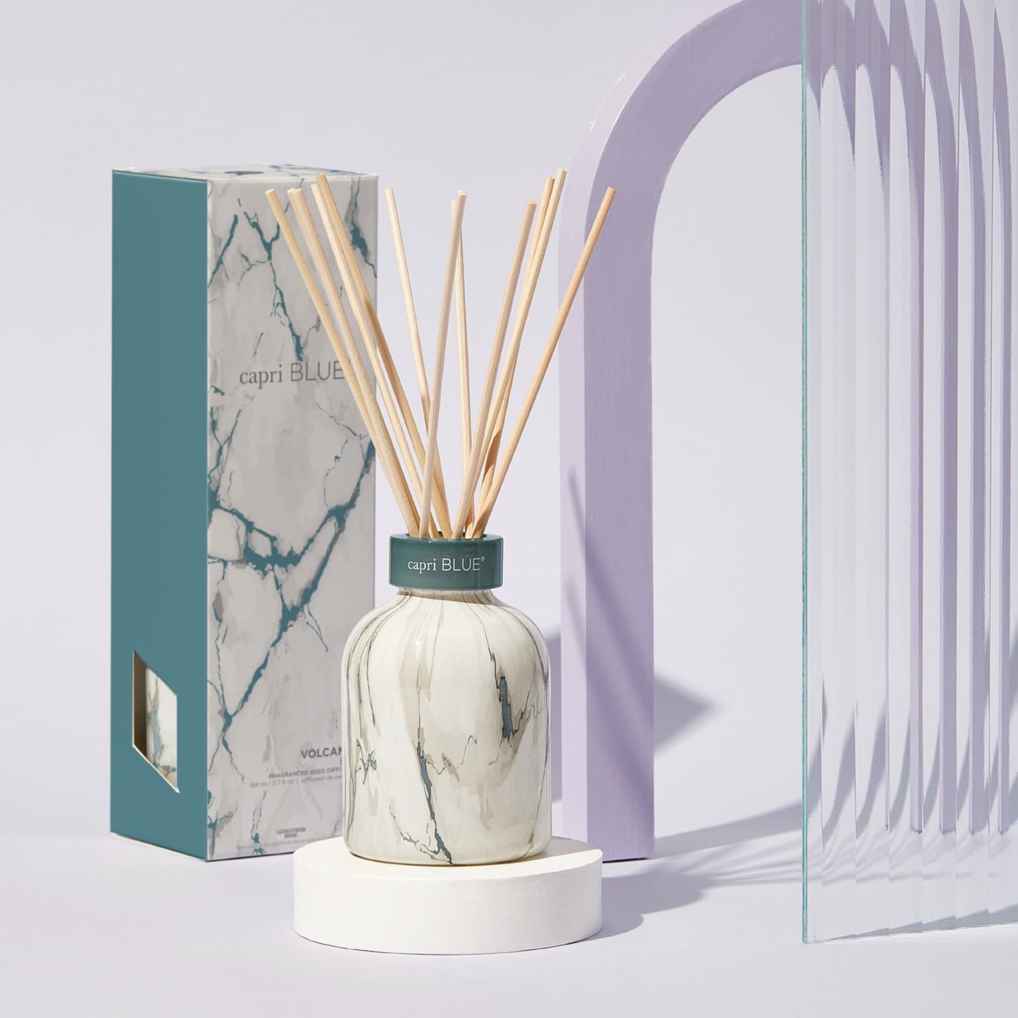 Capri Blue Modern Marble Reed Diffuser Set – Volcano (5.7 fl oz) | Luxury Home Fragrance
