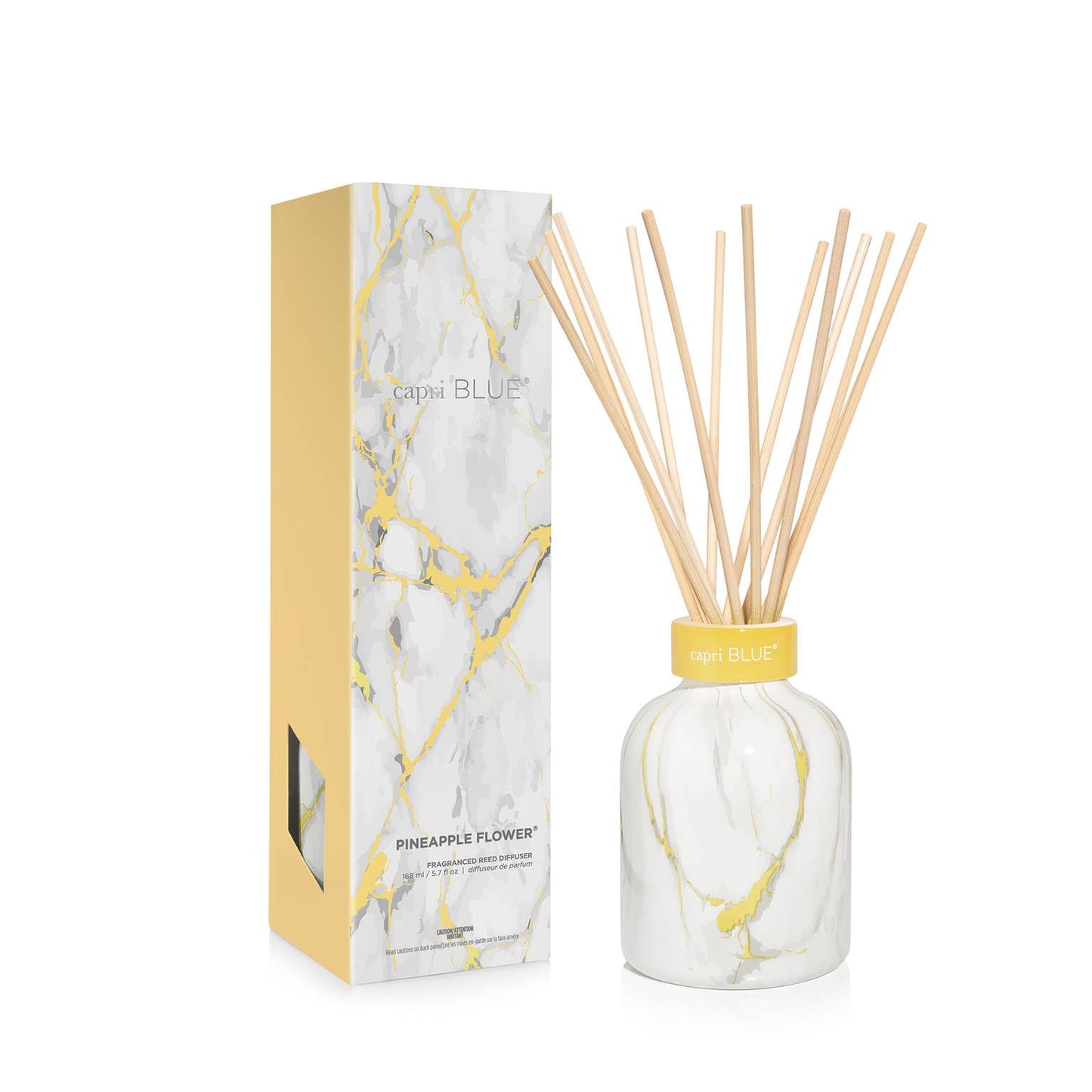 Capri Blue Modern Marble Reed Diffuser Set – Pineapple Flower 5.7 oz | Luxury Home Fragrance