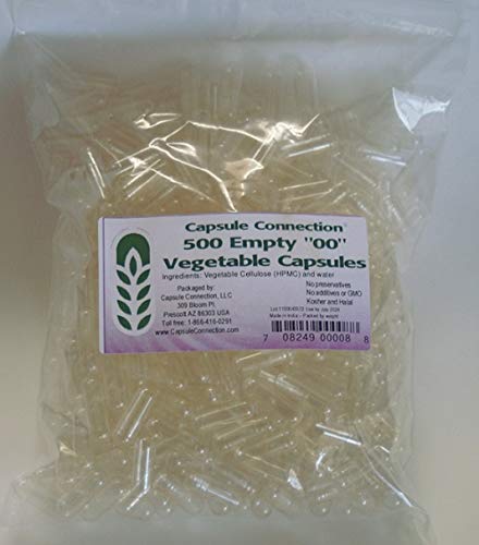 Capsule Connection Wholesale Empty Vegetable Capsules - Size 00, Vegan & Vegetarian, 500-count (Pack of 2), Resealable Bags