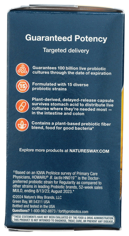 Nature's Way Fortify Optima Daily Probiotic — 100B CFUs, 15 Strains, 30 Count