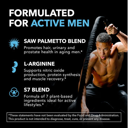 Saw Palmetto 500mg + L-Arginine 500mg — Prostate Health, Urinary Support & Endurance (60 Count) — Vegan, Non-GMO