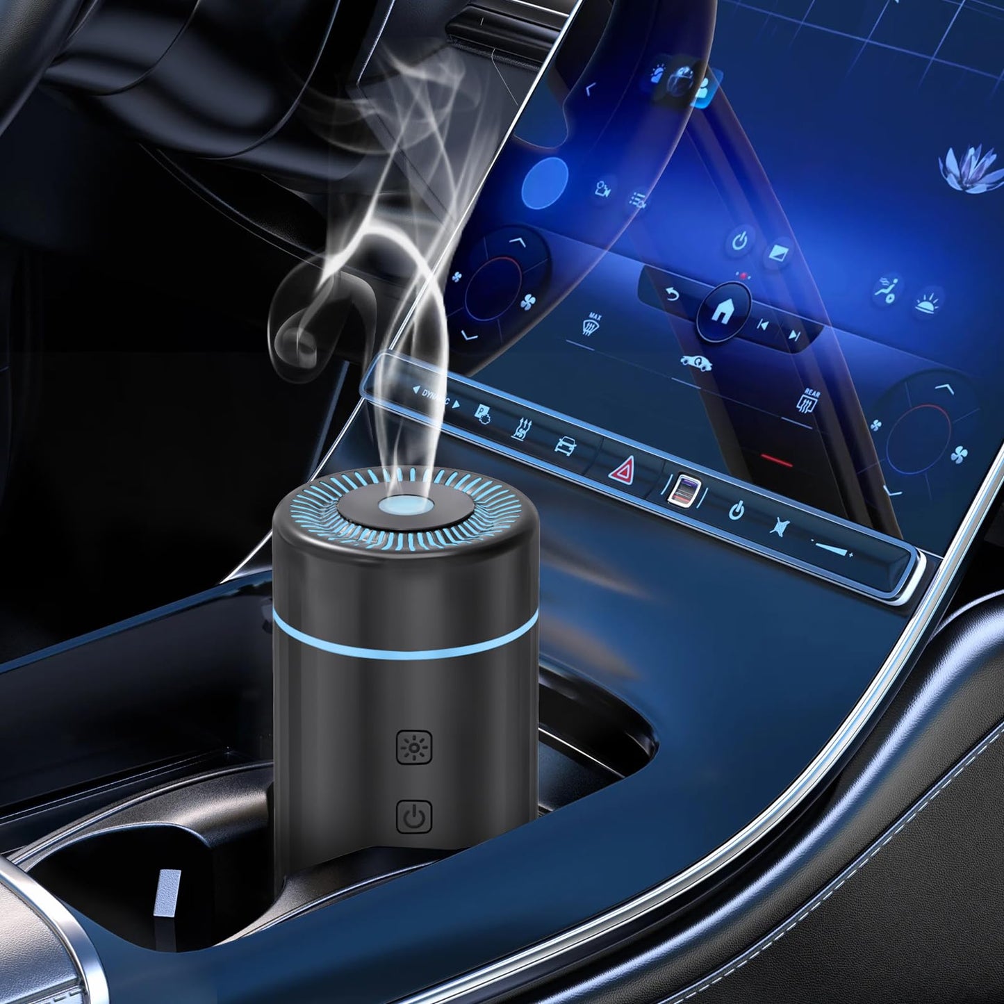 100ML Car Diffuser - Rechargeable Cordless Humidifier with 7 LED Colors (Black)