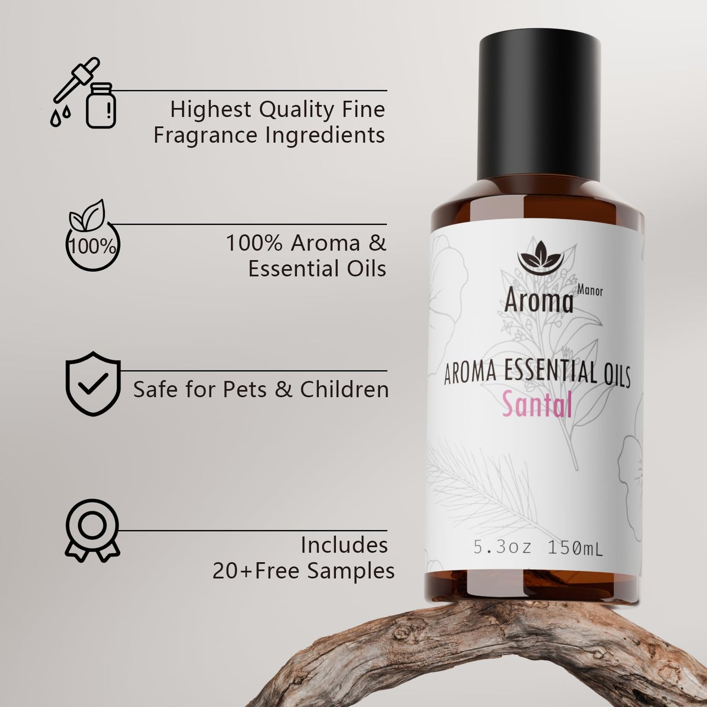 Car Diffuser Oil - Santal Essential Oil Blend | Luxury Hotel Inspired Aromatherapy 150ML