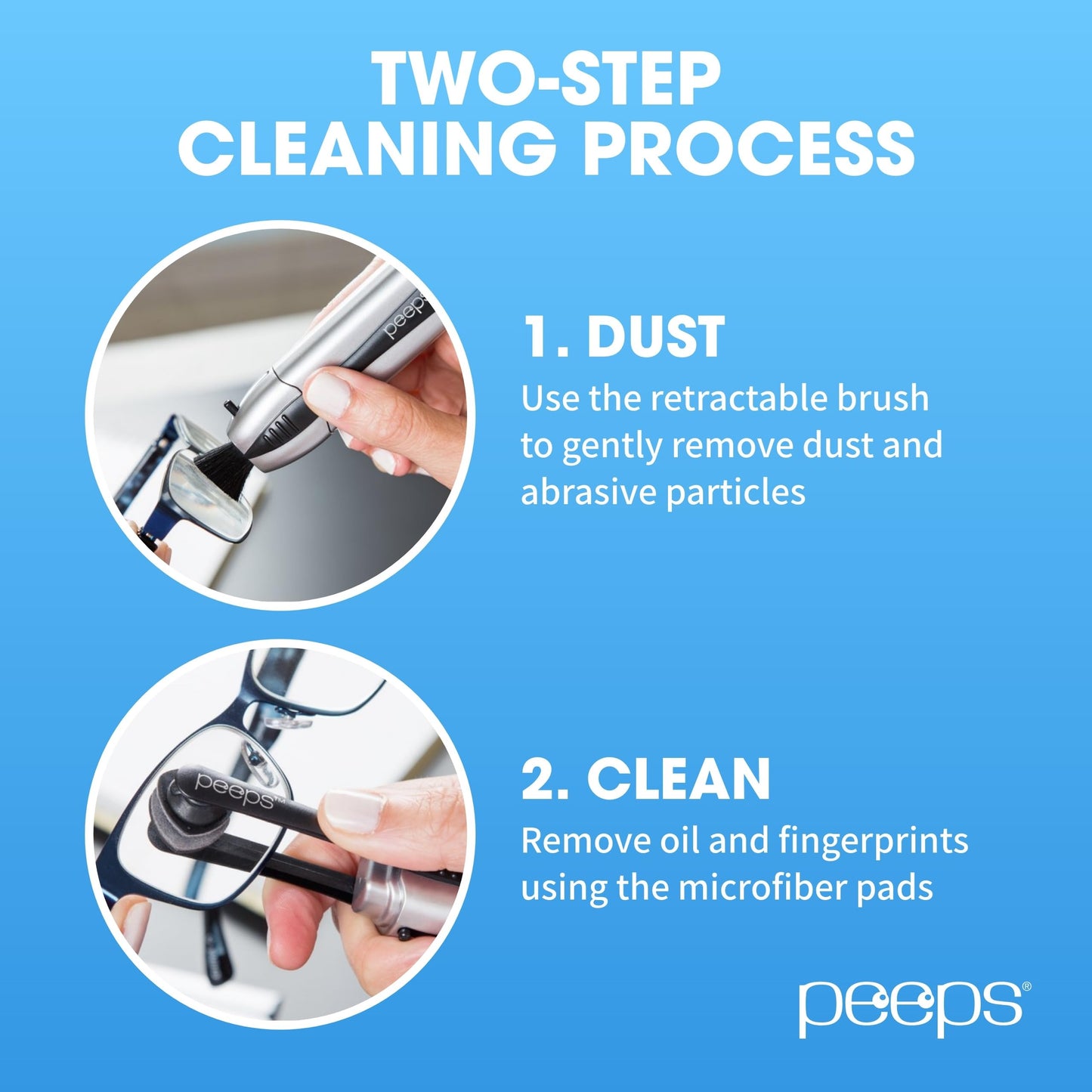 CarbonKlean Peeps Eyeglass Lens Cleaner – NASA-Used Carbon Microfiber, 500 Uses, Electroplated Silver