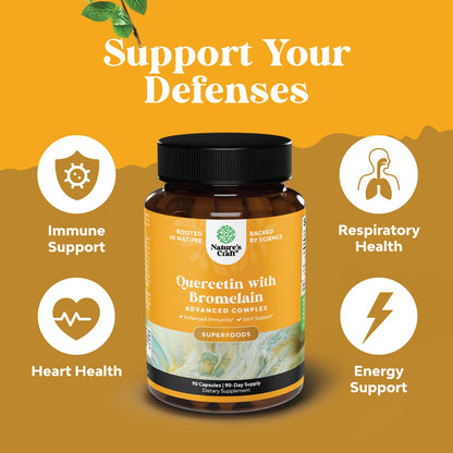 Pure Quercetin with Bromelain – Immune Support 500mg Capsules (90 Ct)