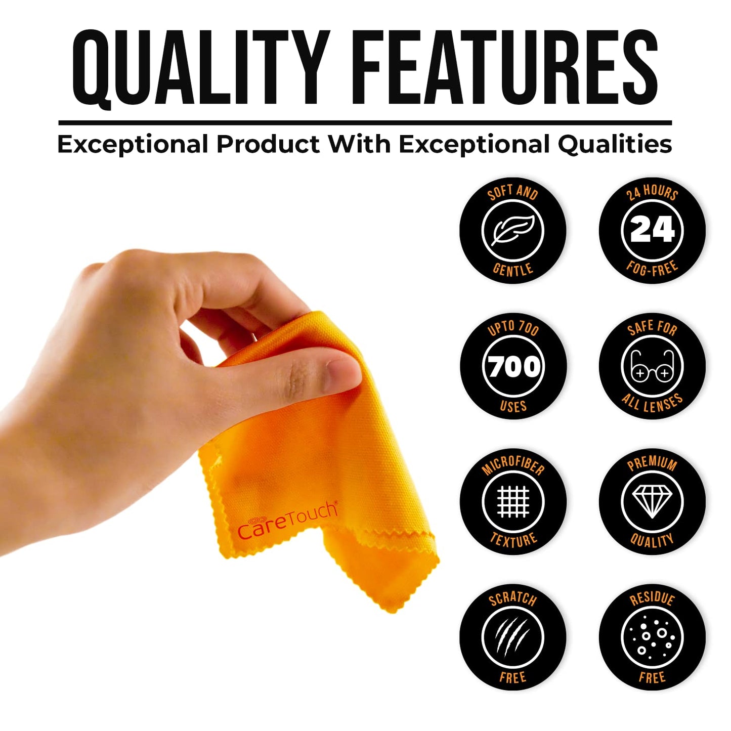 Care Touch Anti-Fog Dry Cloth – 6-Pack Microfiber Wipes for Glasses, Reusable Suede Cloth