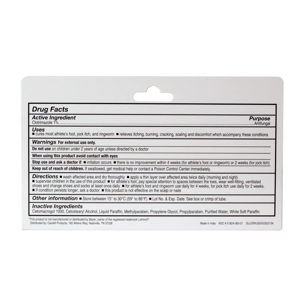 CareAll Clotrimazole 1% Antifungal Cream 4 Pack | Treats Athlete’s Foot, Jock Itch & Ringworm (Compare to Leading Brand)