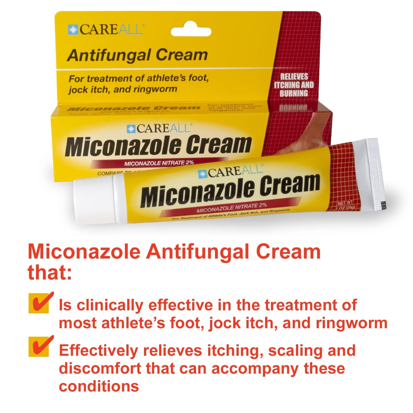CareAll Miconazole Nitrate 2% Antifungal Cream – 1 oz, Pack of 2 | Compare to Leading Brand