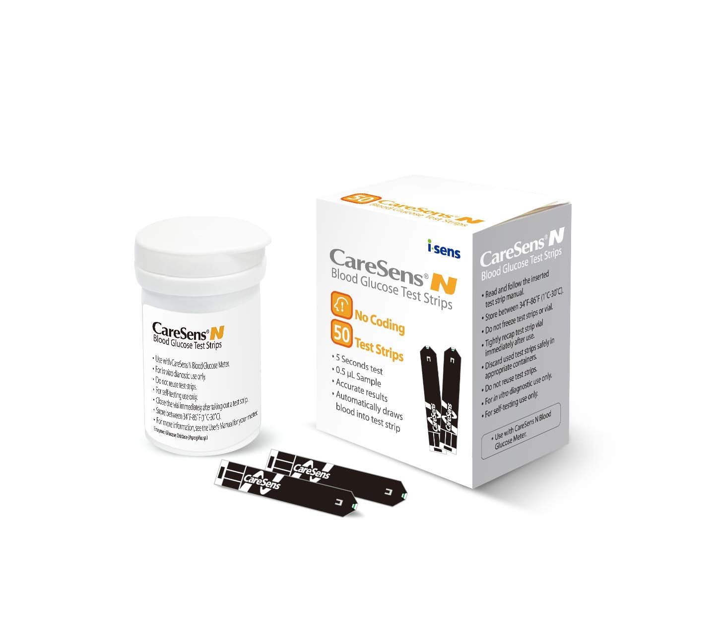 CareSens N Blood Glucose Test Strips (50 ct) - For CareSens N Family Meters