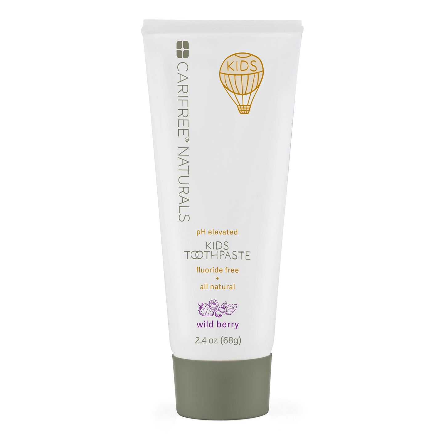 CariFree Naturals Kids Toothpaste – Fluoride-Free, 40% Xylitol, Organic Wild Berry, Dentist Developed, 2.4 oz