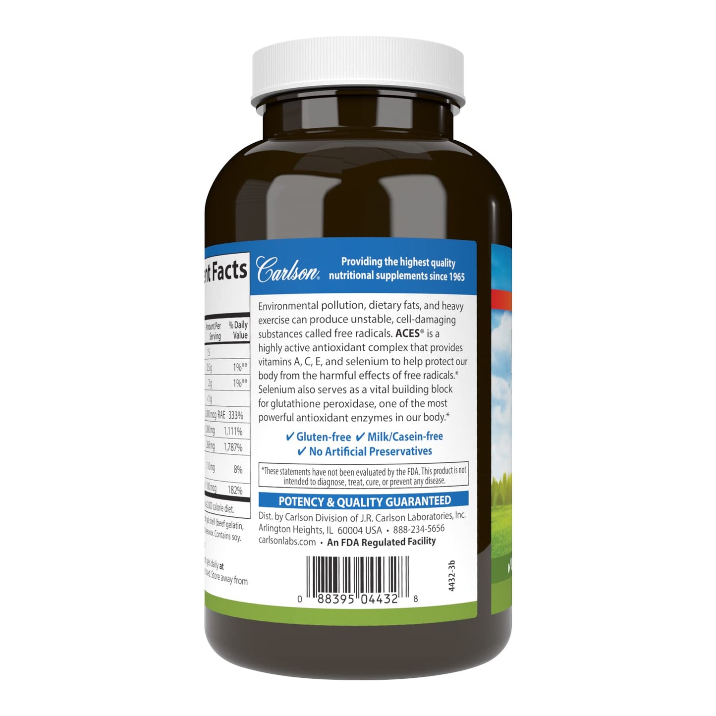 Carlson ACES Vitamins A, C, E + Selenium – Immune Support & Antioxidant (200 Softgels)