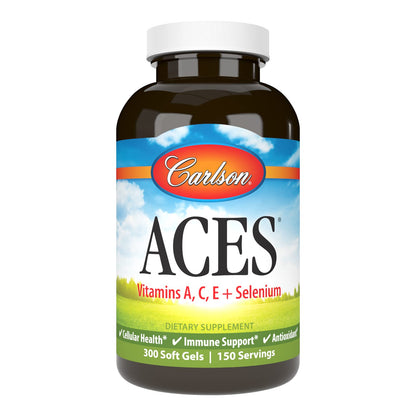 Carlson ACES - Vitamins A, C, E + Selenium for Cellular Health & Immune Support | Antioxidant - 300 Softgels