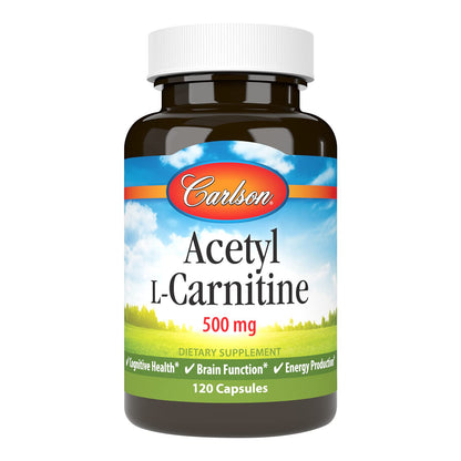 Carlson Acetyl L-Carnitine 500 mg – Cognitive Health, Brain Function & Energy | 120 Capsules
